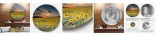 Design Art Designart 'Sunflower Sunset With Cloudy Sky' Disc Large Landscape Metal Circle Wall Art - 23" x 23"